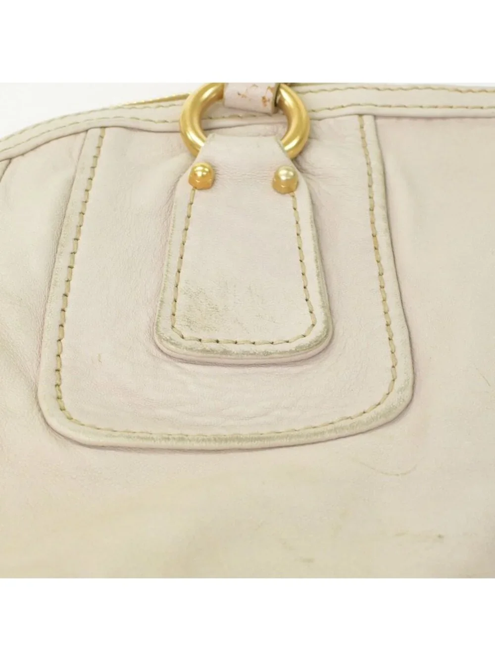 Miu Miu Vintage Handbag Beige Brown Leather Gold
